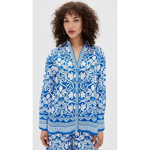 ALICE + OLIVIA Kiva Oversized Pajama Button-Up Shirt Size Small - Picture 1 of 14